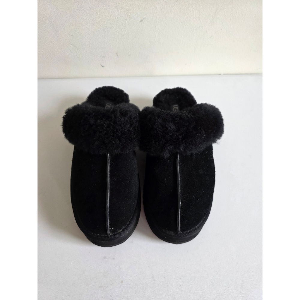 UGG Disquette Black Suede Platform Slippers Mules 1122550 Womens Size 9